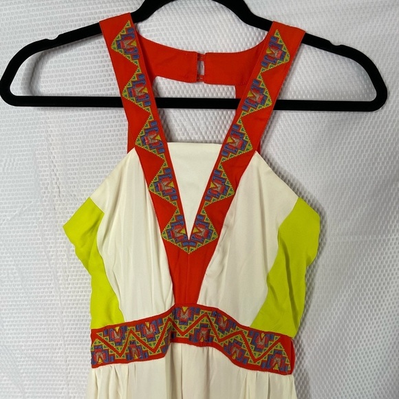 Gianni Bini GB Chevron/Aztec Design Smock Back Maxi Dress no stretch Women XS - Picture 3 of 6